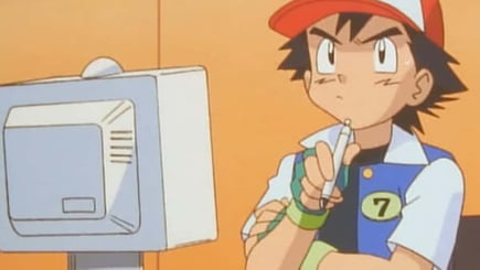 Ash Ketchum at a computer