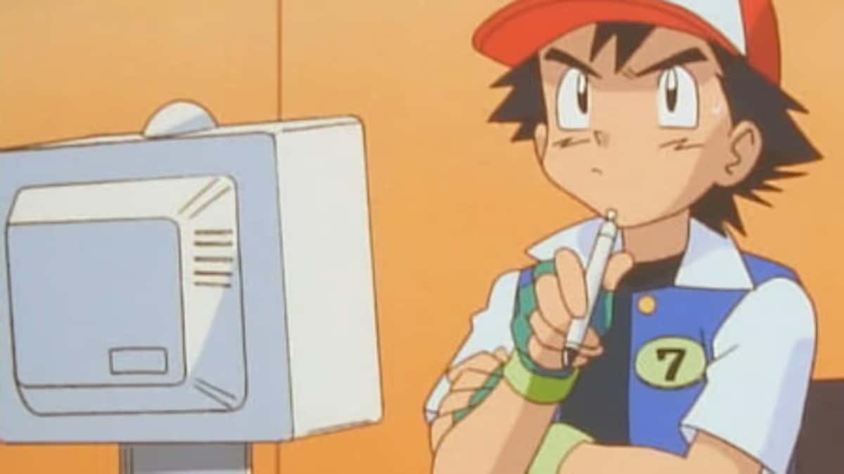 Ash Ketchum at a computer
